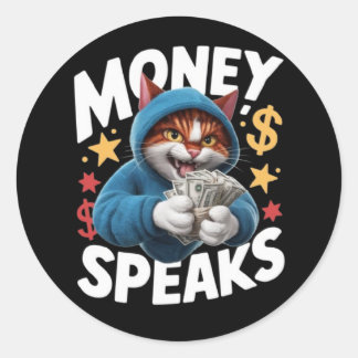 GELD SPREEKT RONDE STICKER