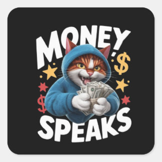 GELD SPREEKT VIERKANTE STICKER