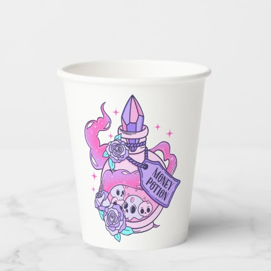 Gelddrank Schattige Roze Halloween Potion Fles Papieren Bekers (Voorkant)