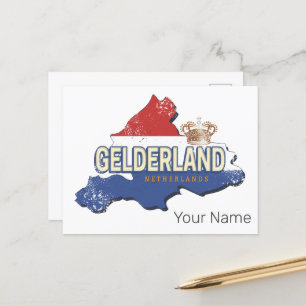 Gelderland Pays-Bas Carte Vintage Souvenir néerlan