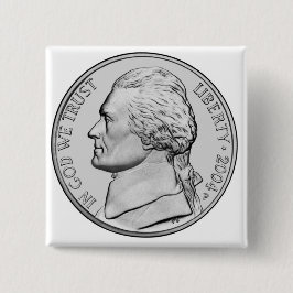 Geldknop. Vierkante Button 5,1 Cm