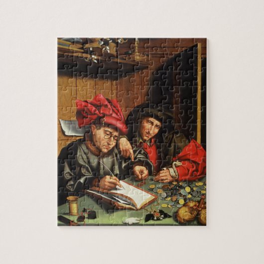 Geldleners (olie op eiken paneel) legpuzzel (Verticaal)