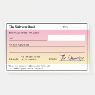 geldmanifestatie girly blanco cheque post-it® notes