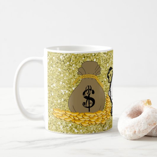 Geldzakken Gold Faux Glitter Koffiemok (Met donut)
