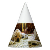 gele 2-labpuppy feesthoedjes (Links)