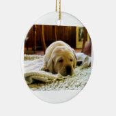 gele 2-labpuppy keramisch ornament (Rechts)