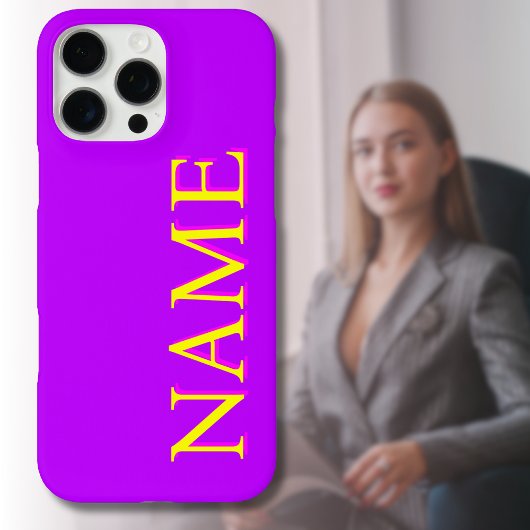 Gele 3D Magenta Moderne Naam | Trendy Cool Paarse Case-Mate iPhone Case