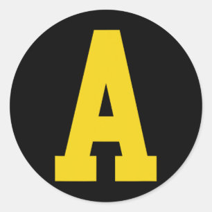 Gele a' op rood voor Alvin kostuum Halloween en f Ronde Sticker