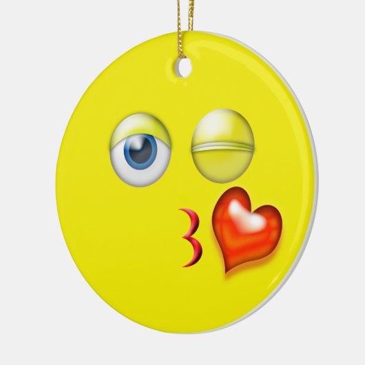 Gele aangepaste naam Kiss Emoji Keramisch Ornament (Links)