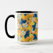 Gele aardbeien op sinaasappel mok (Links)