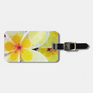 Gele Abstracte bloemen Bagagelabel