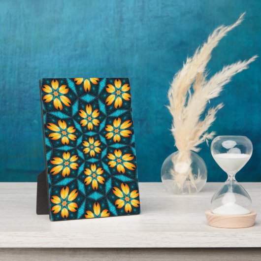 Gele Abstracte bloemen Fotoplaat (Zijkant)