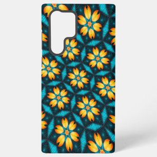 Gele Abstracte bloemen Samsung Galaxy Hoesje