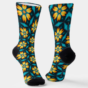 Gele abstracte bloemen sokken