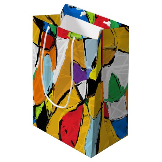 Gele Abstracte cadezak Medium Cadeauzakje (Voorkant Gekanteld)