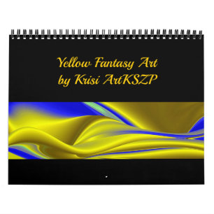 Gele abstracte Fantasy 3D Art Kalender