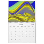 Gele abstracte Fantasy 3D Art Kalender (Mar 2026)