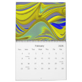 Gele abstracte Fantasy 3D Art Kalender (Feb 2026)