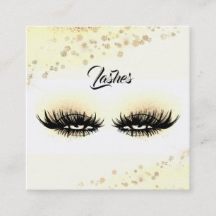 *~* Gele Abstracte Glitter Lashes Vierkante Visitekaartje