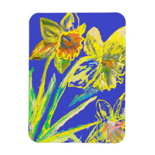 Gele Abstracte Narcis Bloem Bloemen Kunst Magneet