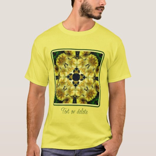 Gele Abstracte primroopbloem T-shirt (Voorkant)
