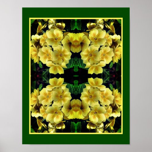 Gele Abstracte primrose Spring Flowers Poster (Voorkant)