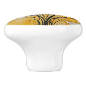 Gele Abstracte Waterverf Bloemen Keramische Knop (Zijkant)