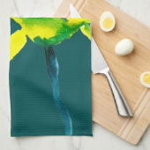 Gele abstracte waterverf, dunne theedoek (Quarter Fold)