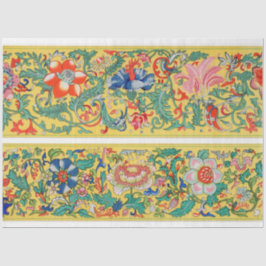 Gele achtergrond bloemenpapier tissuepapier