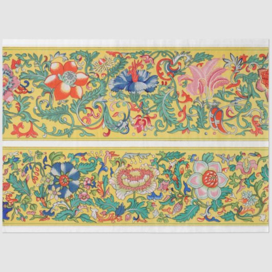 Gele achtergrond bloemenpapier tissuepapier (Voorkant)