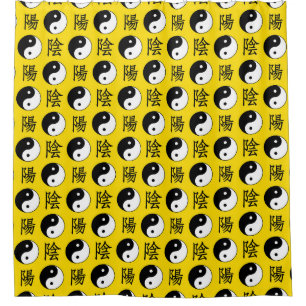 Gele achtergrond Chinees Yinyang patroon Douchegordijn