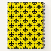 Gele Achtergrond Fleur-de-lis Patroonontwerp Notitieboek (Achterkant)