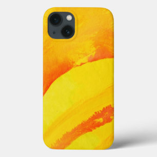 gele achtergrond. waterverf op papier iPhone 13 hoesje