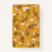 Gele achtergrondbloemen badge (Achterkant)