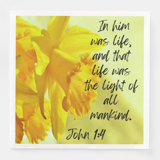 Gele affodils Napkins Scripts John 1-4 Servet (Voorkant)