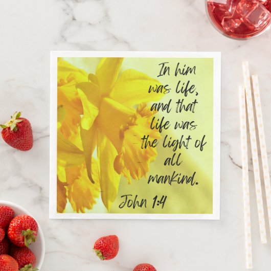 Gele affodils Napkins Scripts John 1-4 Servet (Insitu)