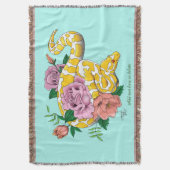 Gele Albino Bal Python Turquoise Rozen Deken (Voorkant Verticaal)