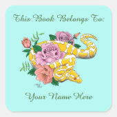 Gele Albino Ball Python Bookplate Vierkante Sticker (Voorkant)