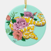 Gele Albino Balpython Keramisch Ornament (Voorkant)