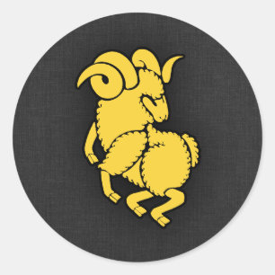 Gele Amber Ram Ronde Sticker