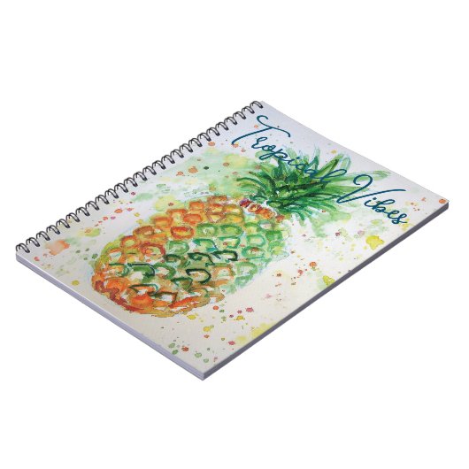 Gele ananas fruit Beachy Tropische Vibes Notitieboek (Linkerzijde)