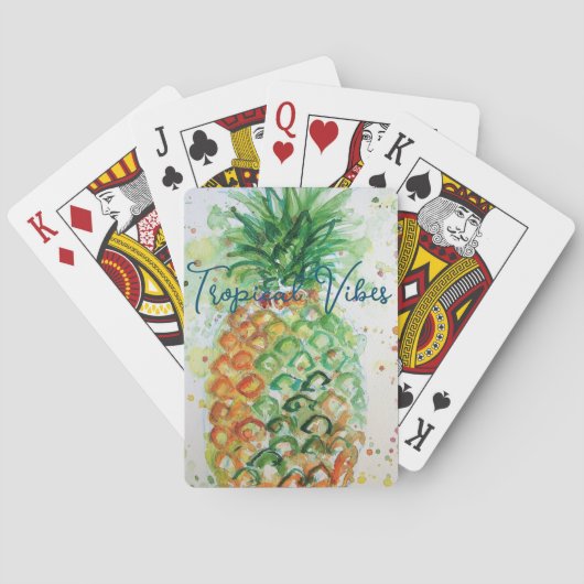 Gele ananas fruit Beachy Tropische Vibes Pokerkaarten (Achterkant)