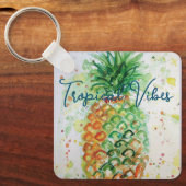 Gele ananas fruit Beachy Tropische Vibes Sleutelhanger (Voorkant)