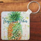 Gele ananas fruit Beachy Tropische Vibes Sleutelhanger (Achterkant)