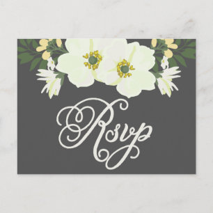 Gele  Anemones Floral RSVP II Uitnodiging Briefkaart