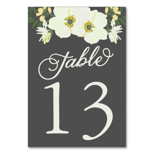 Gele Anemones Floral Table Numbers Card Kaart (Achterkant)