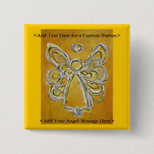 Gele Angel-Button of Aangepaste berichten Vierkante Button 5,1 Cm