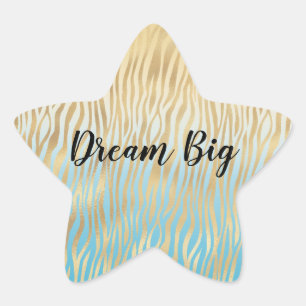 Gele Aqua Ombre Gold Zebra print Ster Sticker