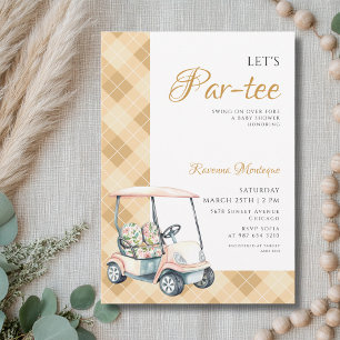 Gele Argyle Golfkar Laat Par Tee Baby Shower Uitno Kaart