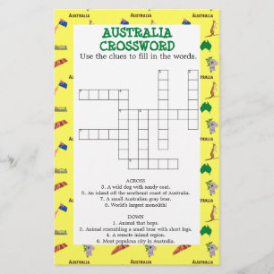 Gele Australische kruiswoordpapier